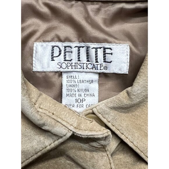 Vintage Petite Sophisticate Tan 100% Leather Button Down Shirt Size 10 Petite - Picture 4 of 7